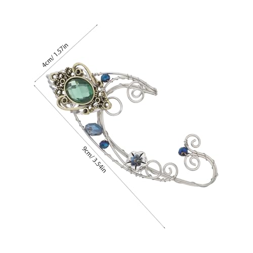 Pendientes ear cuff sin agujero Mikikit de cristal verde antialérgico 2