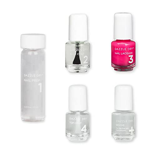 Dazzle Dry Mini Kit 4 Step System - Pretty Things, A vibrant hot pink. Semi-sheer cream. (5 Piece Kit)