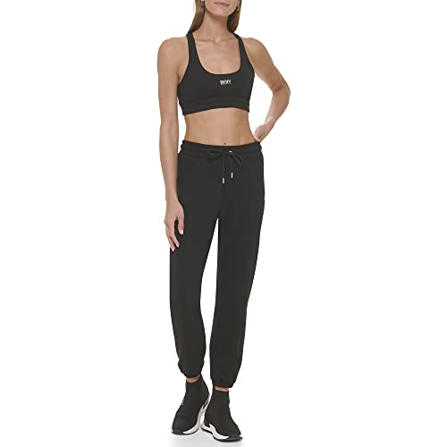 Dkny Sport Women's Performance Support Yoga Running Bra, Black/Silver #TOP3