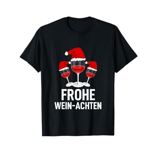 Frohe Weihnachten Wein Rotwein Weinglas mit Weihnachtsmütze T-Shirt