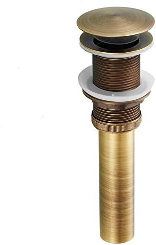 Wellsum Bathroom Toilet Antique Solid Brass Pop up Drain Sink Drain Faucet Stopper Large Pop Without Overflow