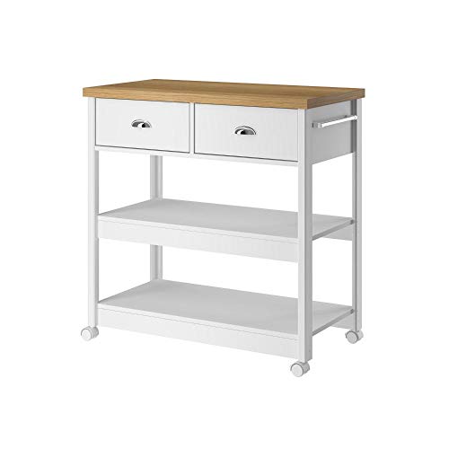 Aparador Carrinho Chá Ditália 2 Gavetas Branco Ba-135