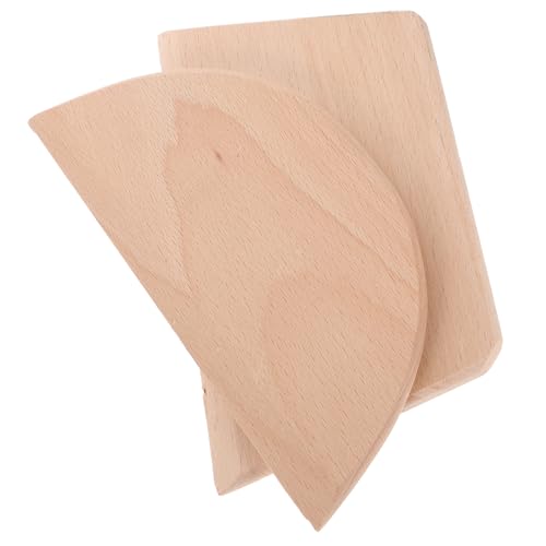 SOLUSTRE 2pcs Wooden Dough Scraper and Cutter Practical Kitchen Tool for Baking Includes Semicircle and Trapezoid Styles for Dough Pizza and Veggie Prep