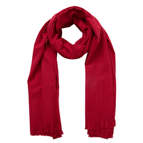 Comhats dünner Schal für Damen Warme Winterschal mit quasten/fransen unifarben Herbst Kaschmir-Gefühl Rot Cover