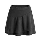 CHICTRY Tennisrock Kinder Mädchen Sportrock Laufrock mit Kurze Hose Stretch Einfarbig Hosenrock Sportlich für Running Tennis Schwarz G 134-140