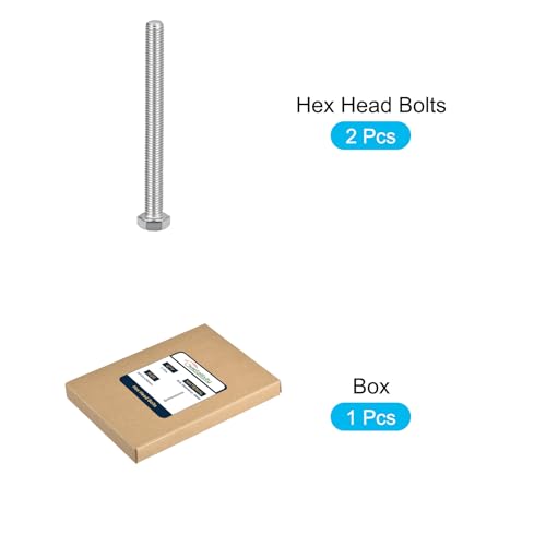 Image of METALLIXITY Hex Bolts (M12-1.75x130mm) 2Pcs, 304 Stainless Steel Coarse Fully Threaded Hex Head Screw Bolt Machine Screws - for Furniture Repair, Silver