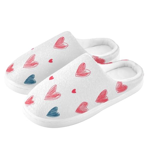 JUNZAN Cartoon Cute Love Hearts Womens Cotton House Slippers Comfortable Memory Foam Foam Slippers for Spa Christmas Presents 6-74