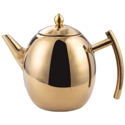 Abaodam Tetera y Material Seguro de Acero Inoxidable Dorada con Colador Capacidad 1l, Superficie Pulida para Café y Té para y