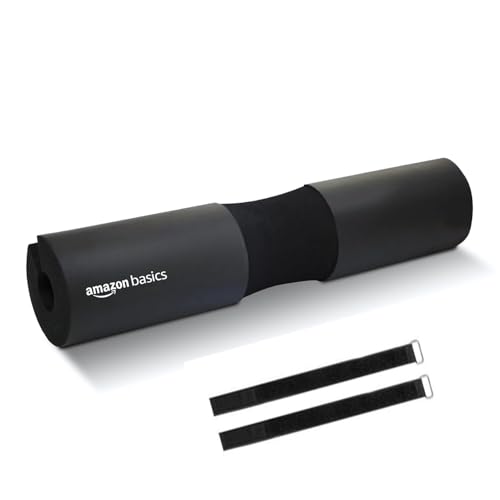 Amazon Basics Barbell Pad for Weight Lifting | Foam Cushion Squat Pad for Gym Rod | Hip Thrust Pad | for Neck & Shoulder Support | Black