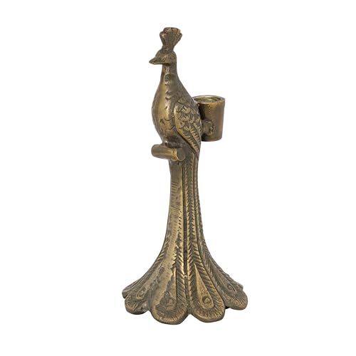 Creative Co-Op Peacock-Shaped Cast Aluminum Candle Holder