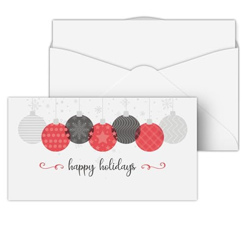 Happy Holidays Envelopes with Blank Cards for Notes – Cash Money, Check and Currency Holder, Nice Winter Christmas New Year Greeting, Coins, Presents & Gift Cards | 3-5/8