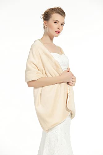 BEAUTELICATE Women Shawl Wrap Faux Fur Shrug Stole Scarf Winter Bridal Wedding Cover Up3
