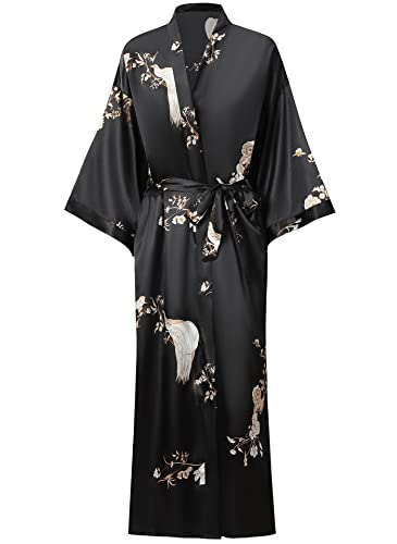 Horezsie Women's Long Kimono Robes Long Satin Robes Long Silk