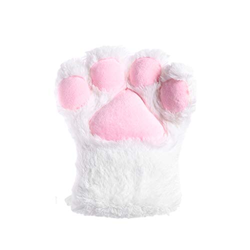 chenpaif Gants, Femmes japonaises Filles Mignon Ours Chat Patte Gants Hiver Chaud épais Moelleux en Peluche Dessin animé Animal Anime Lolita Cosplay Mitaines à Doigt Complet Blanc