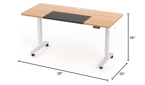Monomi-Electric-Standing-Desk-55-x-24-inches-Height-Adjustable-Desk-Ergonomic-Home-Office-Sit-Stand-Up-Desk-with-Memory-Preset-Controller-Natural-TopWhite-Frame