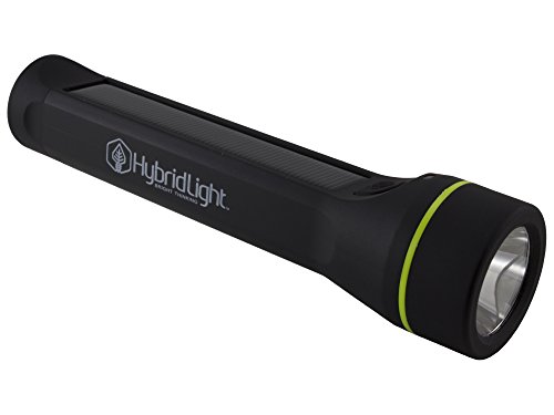 HYBRIDLIGHT Journey Hybrid Solar/Rechargeable Flashlight, Black, 250 lm