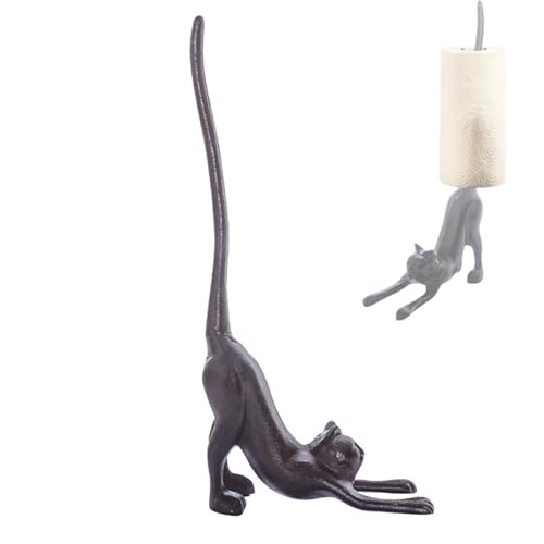Cat Paper Towel Holder 17 Cast Iron Paper Towel Holder Funny Toilet Paper Holder for The Floor or Counter in The Kitchen or Bathroom Bronze Rustic