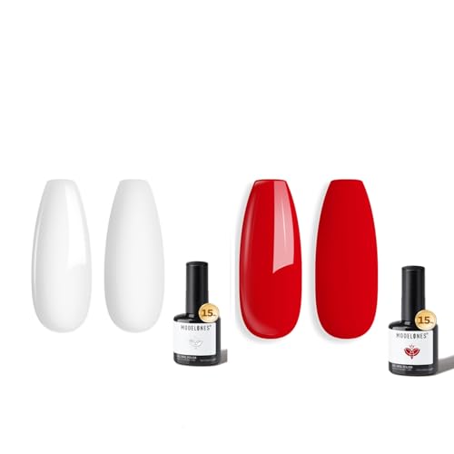 Esmaltes de uñas gel modelones blanco y rojo miniatura 1