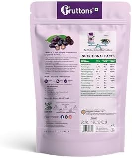 Fruttons Dehydrated Jamun | Natural Dried Jamun | No Added Sugar | Healthy Diabetic-Friendly Snack | Rich in Dietary Fibre | No Preservatives (50g | Single Pack)