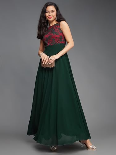 Image of Miss Chase Women's Round Neck Cap Sleeves Lace Knee -Long Skater Dress