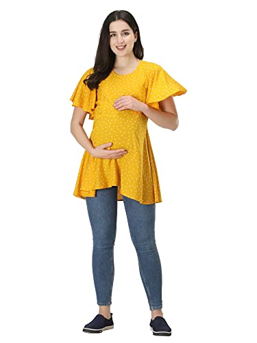 Image of ZUVINO Women's Maternity Feeding Top with Zip for Easy Nursing | Stylish Feeding Tops for Jeans | Maternity Short Kurti for Mothers | Trendy Prints On 100% Viscose Rayon.
