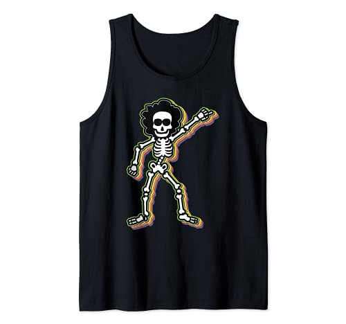 Camisa de baile esquelético Lazy DIY Disfraz de Halloween Retro Afro Camiseta sin Mangas