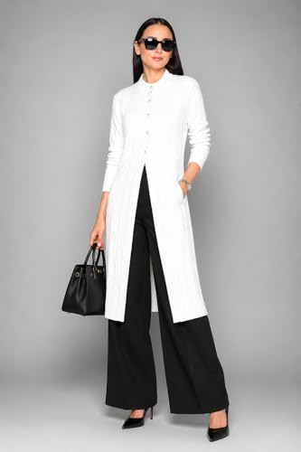 Image of HAUTEMODA Women Wollen Self Design Long Coat /Sweater for Winters
