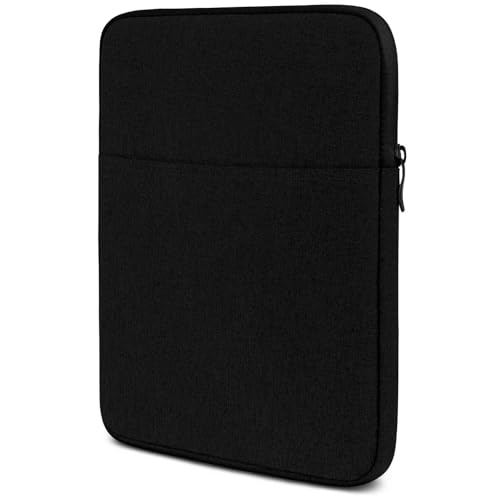 moex Tablet Hülle für Samsung Galaxy Tab S10 FE Tasche mit Reißverschluss & Fach für Zubehör, Nylon Stoff Sleeve weich Gepolstert, Schutzhülle Minimalistisch Dash Hülle, Schwarz