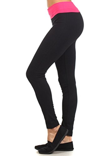 Mopas Yoga Pants With Fold Over Solid Waistband Pink Size S #TOP1