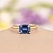Silvart 2 Ct East Wast Blue Emerald Cut Sapphire Dainty Solitaire Engagement Ring Vintage 14K Yellow Gold Plated Anniversary Ring Birthstone Ring Gift For Women 925 Silver Handmade Customized Ring