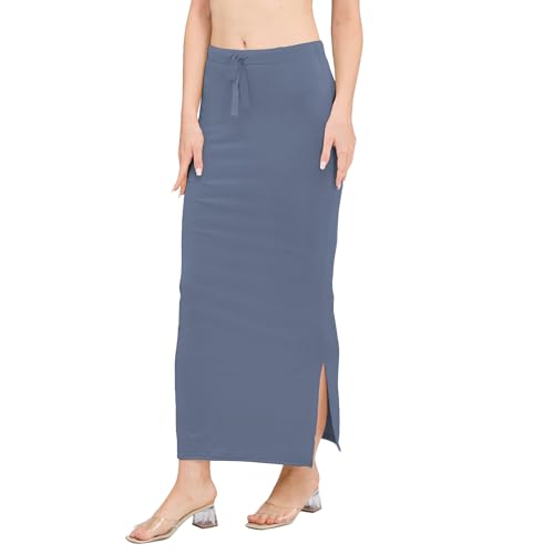 Image of DESI GIRL Satin Shimmer Stretchable Saree Shapewear Petticoat with Drawstring for Women | Mermaid fit Saree Petticoat with Side Slit for Easy Movement | Saree Shaper | Long inskirt