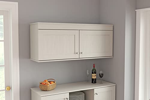 Inval Shaker Style Wall Mounted 2-Door Buffet Cabinet, Washed Oak #TOP1