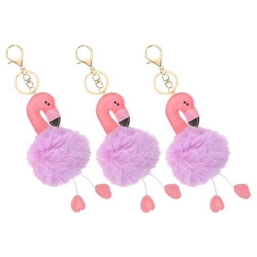 UKCOCO Llaveros de Flamenco Peluche 3 Piezas Morado Colgante para Llaves Mochila Bolso Decoración Interior Coche Accesorios Estéticos