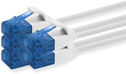1aTTack.de Kabel Cat6 Cat.6 kabel sieciowy Cat Slim Cable (mała średnica bardzo elastyczna) 1000 Mbit/s biały - 5 sztuk 0,3 m