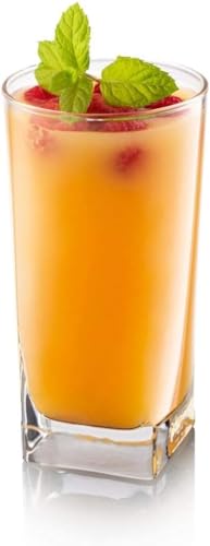 Image of Premium Juice Glasses Drinking Glasses, Highball Lead-Free Glasses, Tumblers for Water, Juice, Beer, Cocktail and Mixed Drinks - Pieces, Transparent (Square Glasses, 2 Count (Pack of 1)) 350 ml