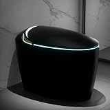WinZo Luxury Smart Toilet With Bidet Seat, Elongated Egg Shaped Modern Design, Auto Open Auto Flush, Adjusted Heated Seat, Warm Water and Dryer, Night Light, Side Buttons, Matte Black