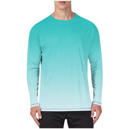 Mens Rash Guard UPF Swim Shirts UV Sun Protection T-Shirt Quick Dry Long Sleeve Beach Shirts for Fishing