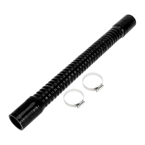 Image of X AUTOHAUX 1 Set 38mm 1.5" ID 500mm 19.69" Length 0° Black Car Threaded Silicone Hose with Clamps Coolant Hose Universal