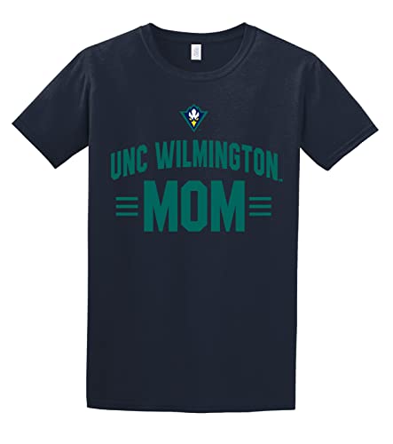 J2 Sport University of North Carolina Wilmington Big Arch NCAA Mom T-Shirt – Parent Collegiate Shirt Navy