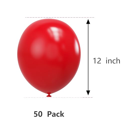 Image of Red Balloons, 50 pcs 12 Inch Red Latex Party Balloons | for Wedding, Birthday , Valentine's Day, New Year, Christmas Party Decorations