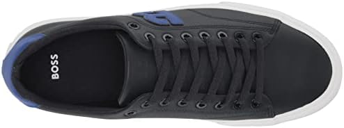 BOSS Men's Leather Court Lace Up Sneaker, Captain Navy, 8 | Image 4