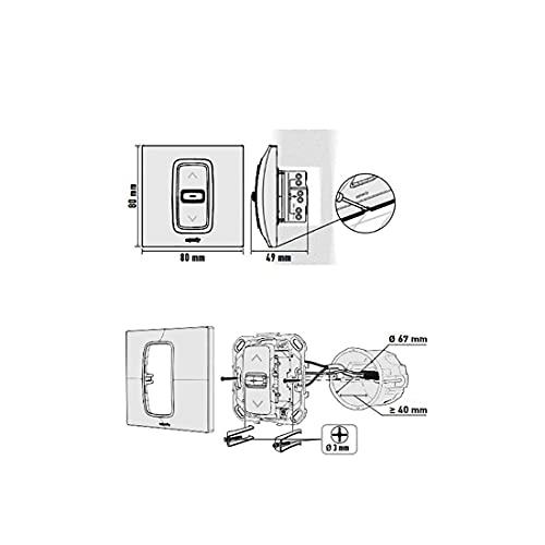 Somfy 1870881 - Wandschalter Inis für motorisierte Rollläden oder Jalousien | Schalter für 230V kabelgebundenen Motor | 3 Befehle