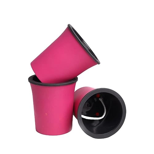 Image of Oslo Self Watering Pots | Planters for Your Home Living Room Office Decor, Round Plastic 4.3 Inch Set of 3 (Mocca) (Pink)