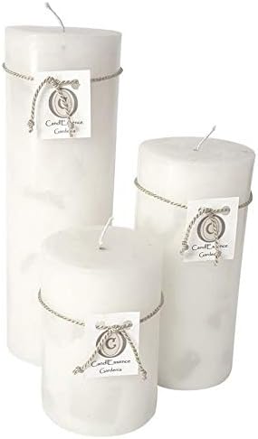 Handmade Scented Candle - Long Burning Pillar - Gardenia Scent (Set of 3)