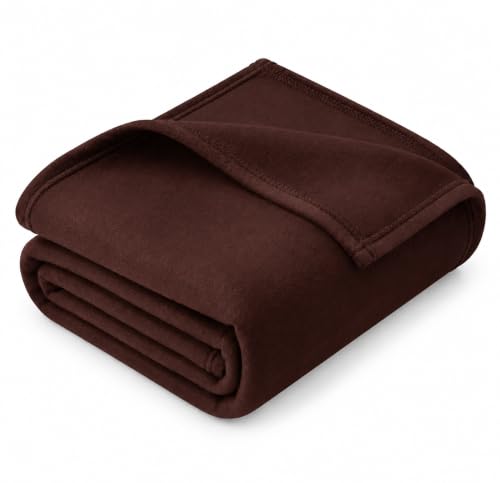 Image of HOMEKART 300 TC All Season Solid /Plain Lightweight Polar Fleece Single Bed Blanket (152 x 230 cm), Brown