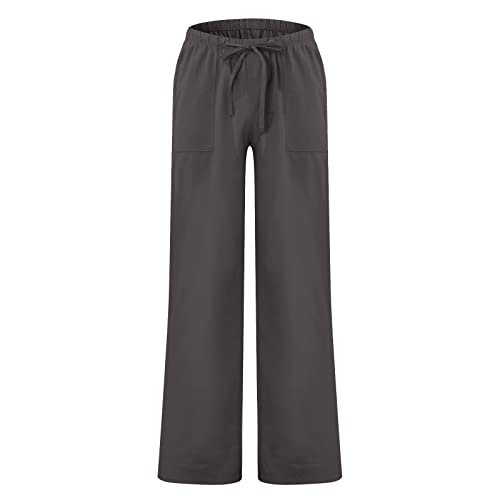 Men's Cotton Linen Pants Elastic Waist Drawstring Pants Lightweight Casual Pants Summer Beach Pants with Pockets2