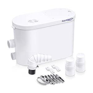 Aquamatix Silencio 2 Sanitaire Pomp 400W Broyeur Douchepomp Hefinstallatie Afvalwaterpomp 135L/min 2 inlaten voor douche en gootsteen 10,5m verticale pompafstand met koolstoffilter