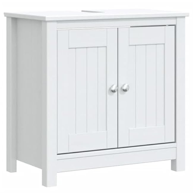 Bathroom Furniture Set White Solid Pine Wood Medium,3206498