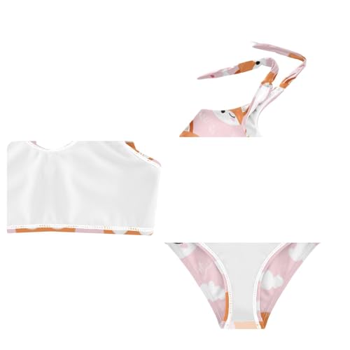 Plaaee Girls' 2 Piece Swimsuits Clouds Fox Cute Bikini Set Bathing Suit 11-12T Multicoloured3