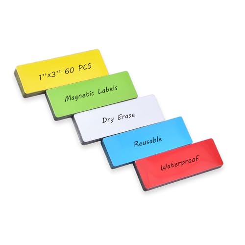 Realth Dry Erase Magnetic Labels Multicolor 1''×3'' 60 Pcs Reusable